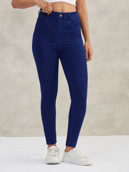 DOLCE CRUDO - Navy Blue Women Ankle Leg High Waist Jeans