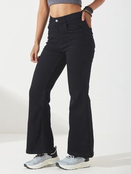 DOLCE CRUDO - Women'S Black Boot Cut Leg High Waist Jeans