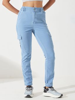 DOLCE CRUDO - Blue Women's Ankle Leg High Waist Jeans