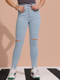 DOLCE CRUDO - Women'S Blue Ankle Leg High Waist Jeans
