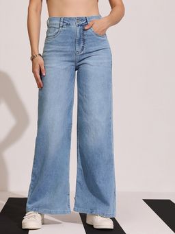 DOLCE CRUDO - Blue Women's Wide Leg High Waist Jeans