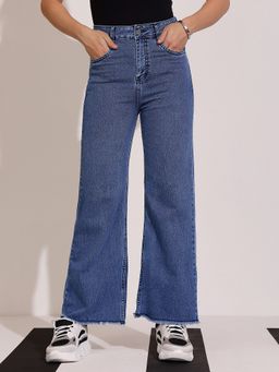DOLCE CRUDO - Blue Women Wide Leg High Waist Jeans