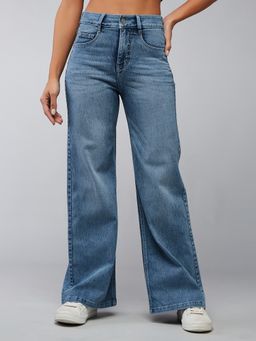 DOLCE CRUDO - Blue Women's Wide Leg High Waist Jeans