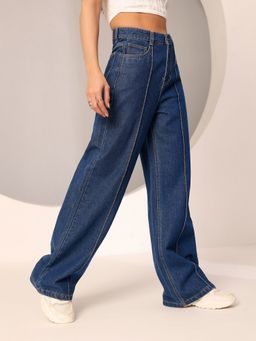 DOLCE CRUDO - Women'S Blue Wide Leg High Waist Jeans
