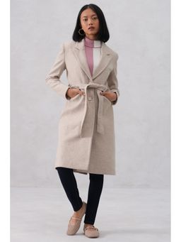 CRIMSOUNE CLUB - Women's Beige Single Breasted Overcoat