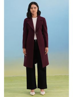 CRIMSOUNE CLUB - Women's Wine Notched-Lapel Overcoat