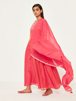 Ancestry - Pink Embroidered Dupatta