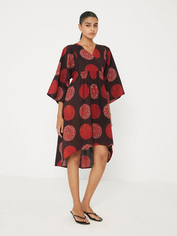 Ancestry - Multi-color Polka Asymmetric Hem Dress