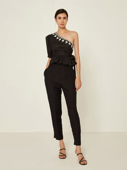 Ancestry - Black One Shoulder Embroidered Top (Set of 2)