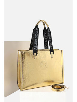 Allen Solly - Women Gold Solid Formal Handbag with Detachable Strap