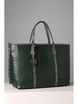 Allen Solly - Women Green Textured Formal Handbag with Detachable Strap