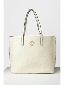 Allen Solly - Women White Textured Casual Handbag with Detachable Strap