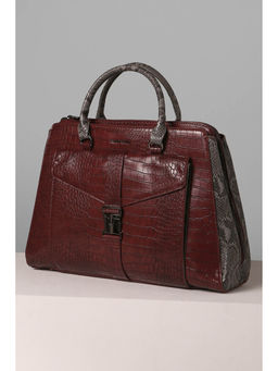 Allen Solly - Women Maroon Textured Formal Handbag with Detachable Strap