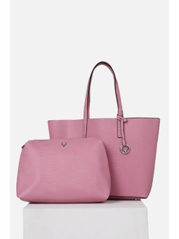 Allen Solly - Women Pink Solid Casual Handbag with Pouch (Set of 2)
