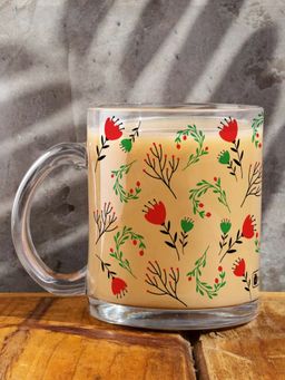 Indigifts - Transparent Mug For Coffee Flowers And Leaves, Mother's Day Gift