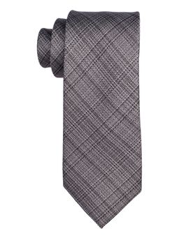 The Tie Hub - Grey Texture Checks 100 Perc Silk Necktie