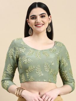 Ethnovog - Ready To Wear Green Sequins Embroidered Chinon Stitched Blouse