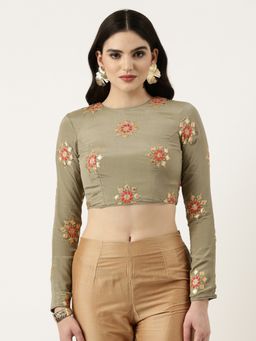 Ethnovog - Ready To Wear Green Embroidered Stitched Blouse