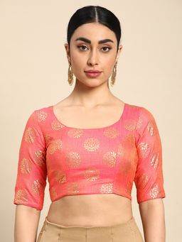 Ethnovog - Ready To Wear Dull Pink Art Silk Stitched Blouse