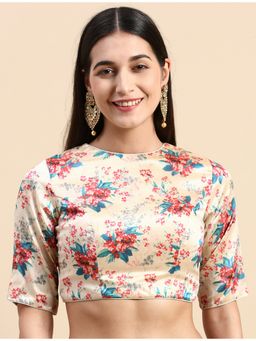 Ethnovog - Ready To Wear Beige Cotton Silk Digital Printed Stitched Blouse