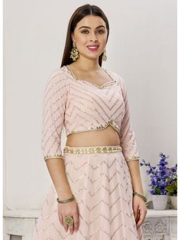 Ethnovog - Ready To Wear Light Pink Embroidered Georgette Stitched Blouse