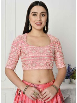Ethnovog - Ready To Wear Pink Chinon Embroidered Stitched Blouse