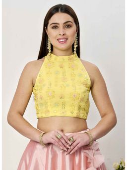 Ethnovog - Ready To Wear Yellow Embroidered Stitched Blouse