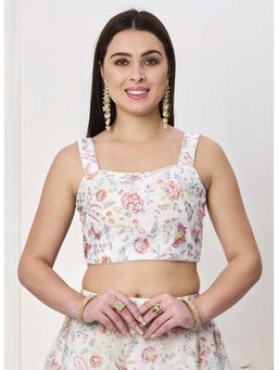 Ethnovog - Ready To Wear White Embroidered Organza Stitched Blouse