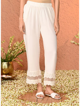 Lakshita - Off White Rayon Loose Fit Palazzo