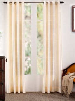 Maspar - Graduated Stripe Polyester Solid Ecru Door Curtain Set of 2