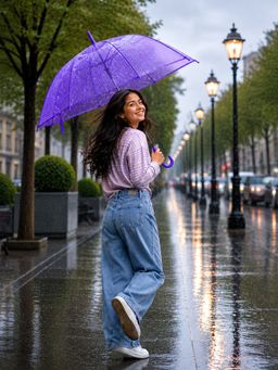 Little Surprise Box - Rich Purple Transparent Umbrella