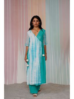 Indy Raaga - Suramya Tie & Dye Georgette Angarkha Kurta with Palazzo (Set of 2)