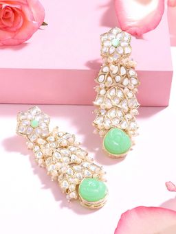 Zaveri Pearls - Green Stones Traditional Kundan Dangle Earring-ZPFK14612