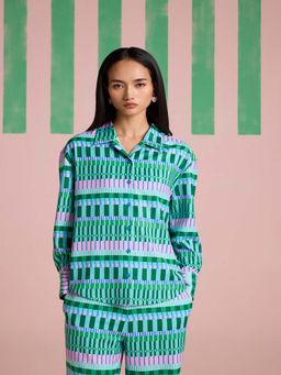 Muvazo - Geo-Pop Green Shirt