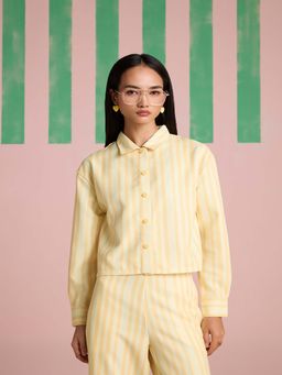 Muvazo - Buttercup Overlap Stripe Yellow Shirt