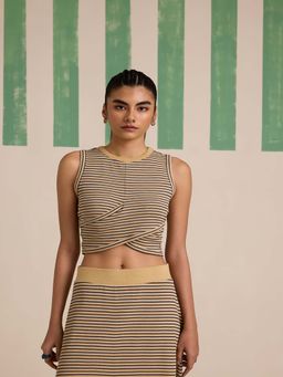 Muvazo - Hazel Hug Rib Beige Crop Top