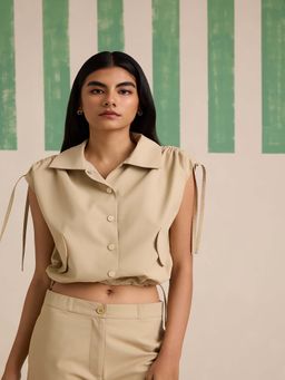 Muvazo - Sunbaked Pocketed Tan Shirt