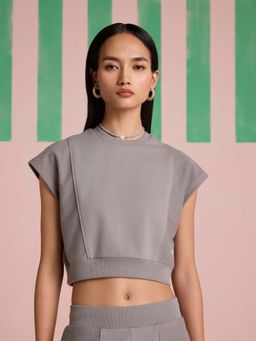 Muvazo - Aeris Panel Crop Top - Circular Grey