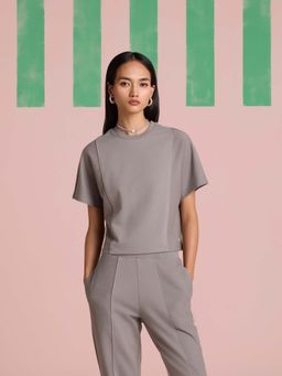Muvazo - Aeris Panel Sleeve Top - Circular Grey
