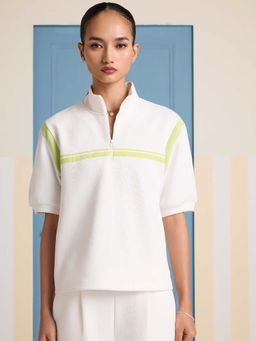 Muvazo - Layover Zip Up Top - White