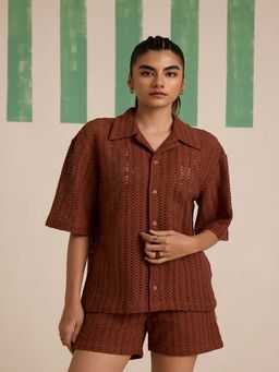 Muvazo - Cacao Weave Brown Shirt