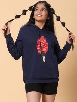 TeenTrums - Girls The World On Fire Hoodie-Navy Blue