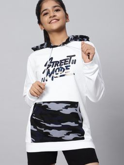 TeenTrums - Girls Street Mode Hoodie-White & Camo