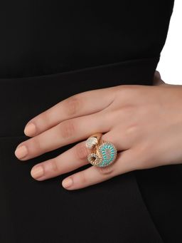 Shaze - Prato Zircon Studded Turquoise Ring