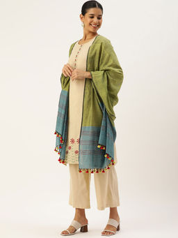 ArtEastri - Olive Cotton Sequins Dupatta