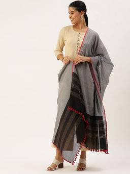 ArtEastri - Grey Handwoven Cotton Sequins Dupatta