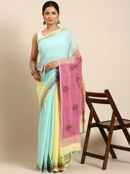 ArtEastri - Cotton Multi-Color Kantha Saree