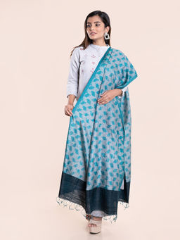 ArtEastri - Teal Silk Shibori Dupatta