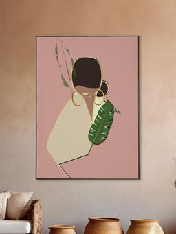 Nestroots - Graceful Woman Leaf Canvas Art Printed Wall Painting