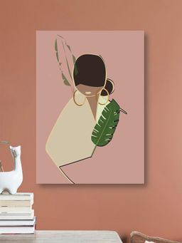 Nestroots - Graceful Woman Leaf Canvas Art Printed Wall Painting